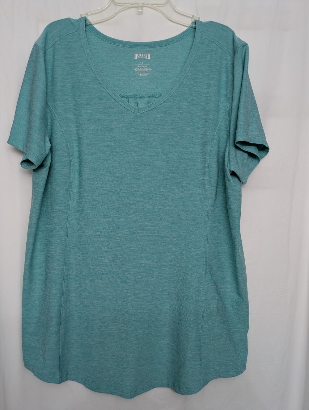 Duluth Trading Co Teal V-Neck Short Sleeve Women's Top